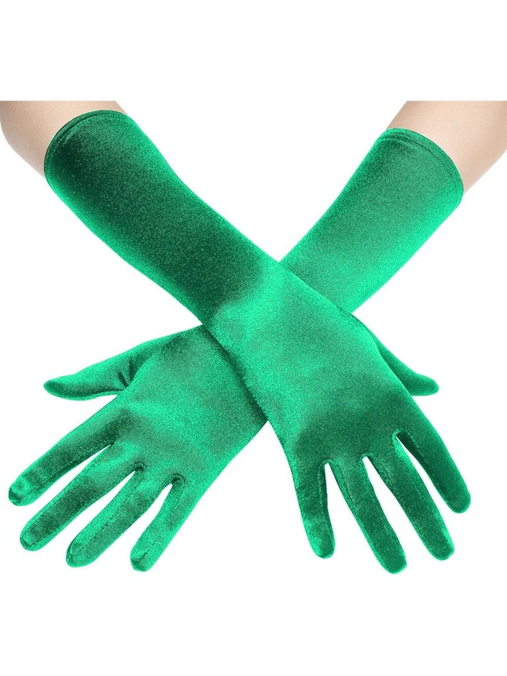 Women's Green Bridal Shower 1920s Flapper Stretchy Long Satin Opera Gloves
